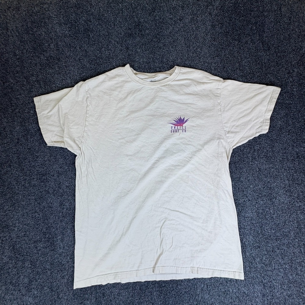 O'Neill Cream Short Sleeve T-Shirt with Purple Logo